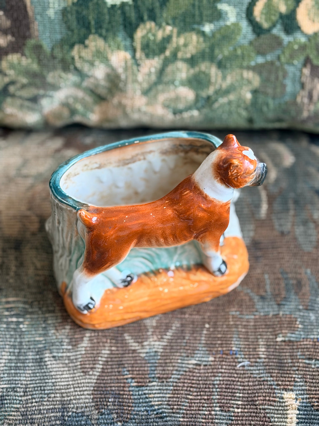 19th Century English Staffordshire Boxer Dog Jardinière