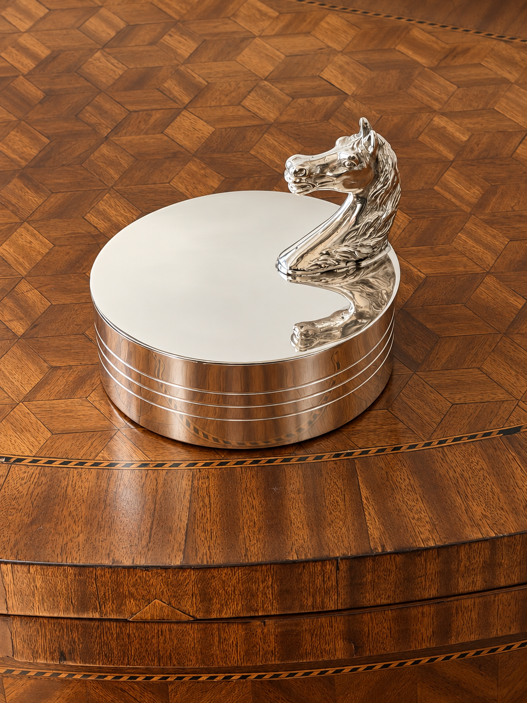 Hermès Paris Silver Horse Head Box - 1970s