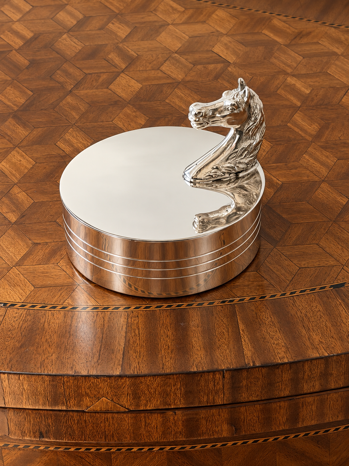 Hermès Paris Silver Horse Head Box - 1970s
