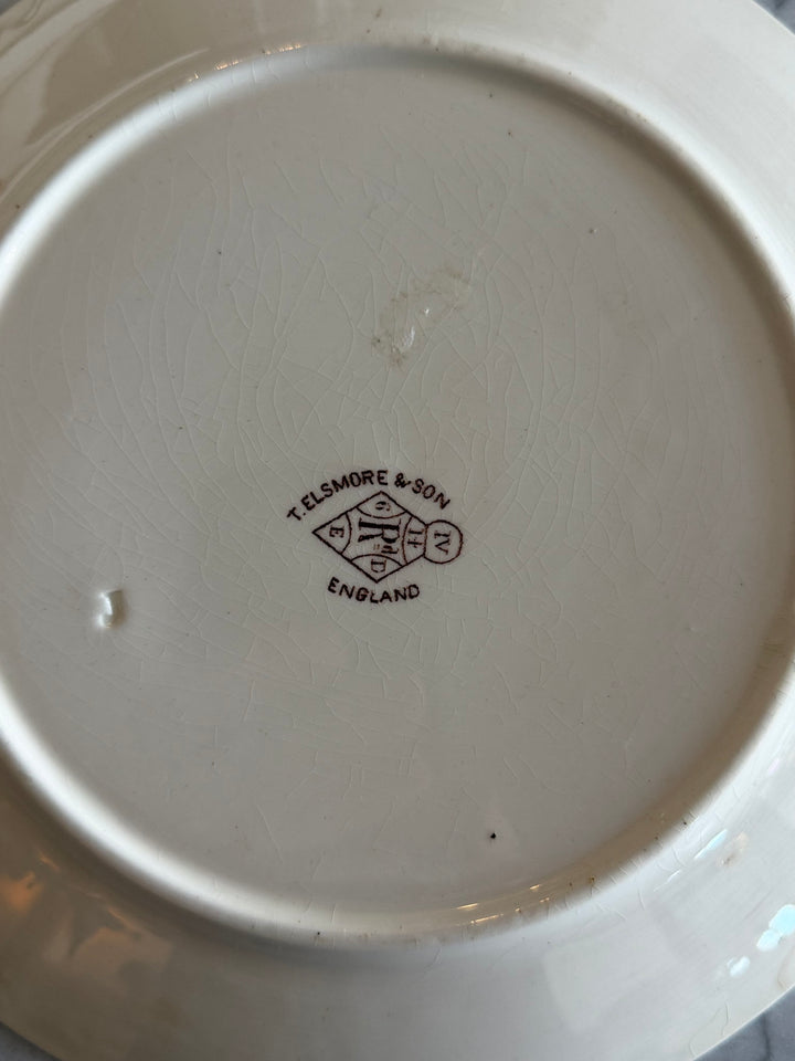 Victorian Aesthetic Movement Transferware Plate with Japonisme Motifs, T. Elsmore & Son, England