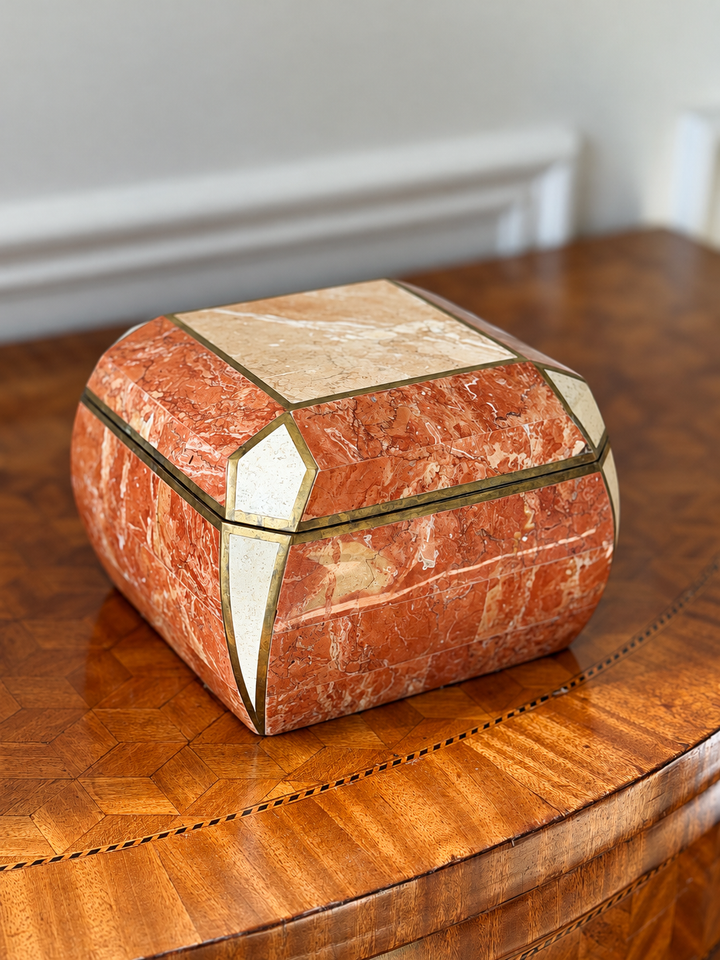 Tessellated Red Marble and Brass Box