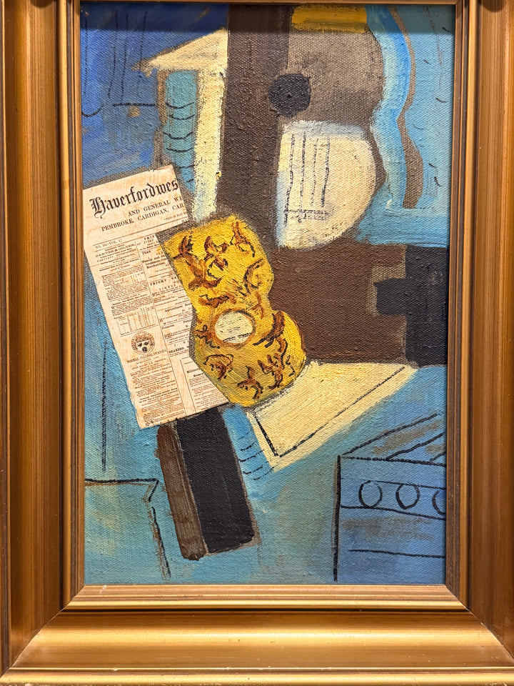 French Cubist Still Life Oil Painting - 1950s