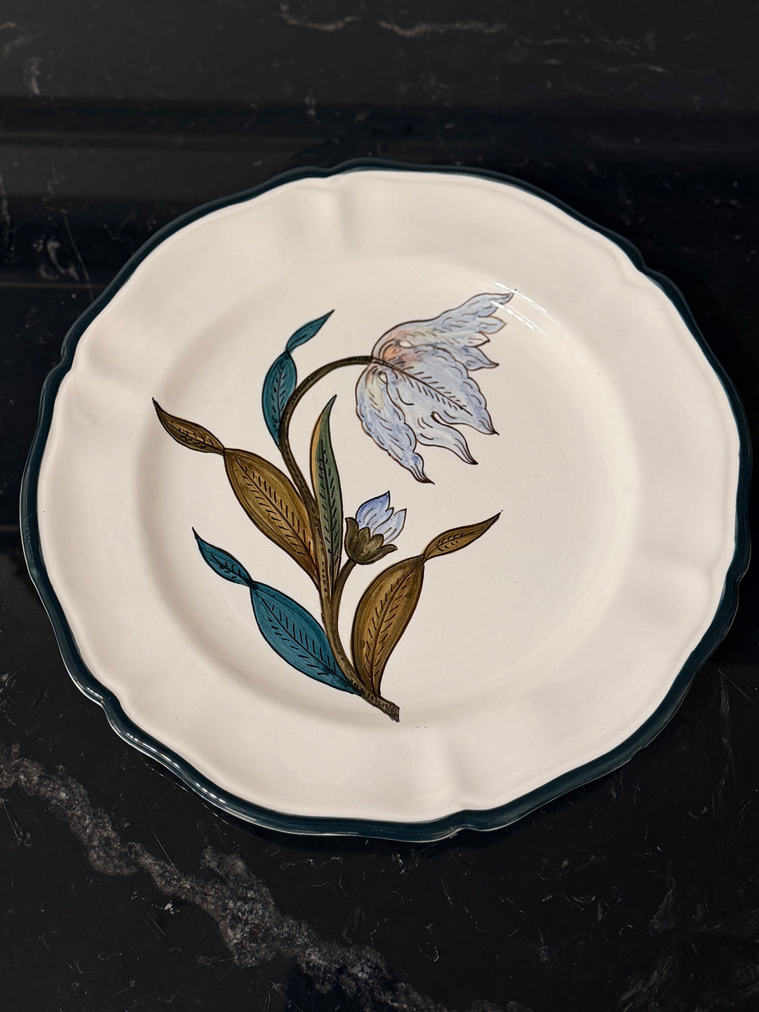 Italian Hand-Painted Botanical Plates - Set of 4 - 20th Century