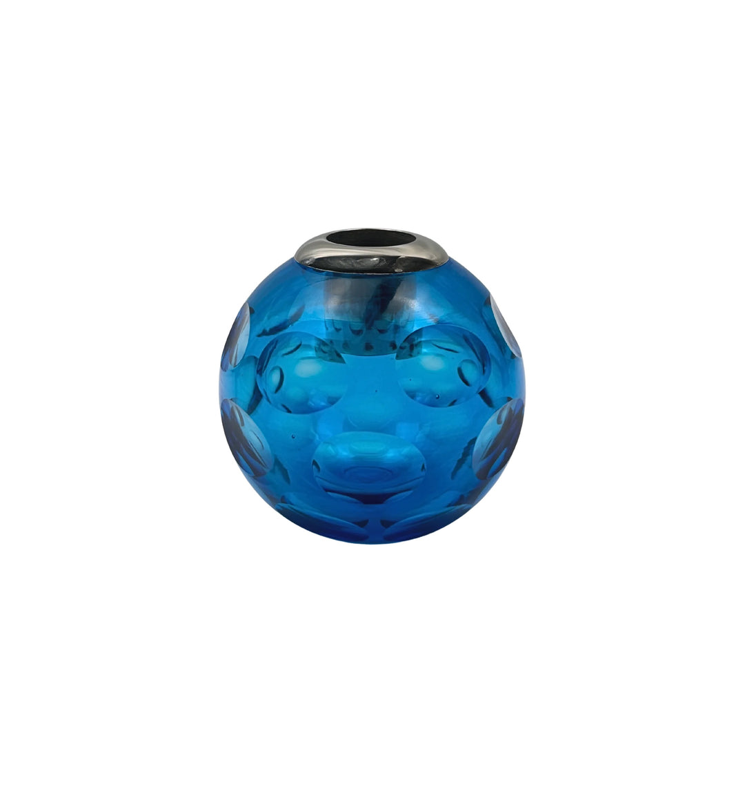 Glass Match Striker with Silver Collar - Cobalt