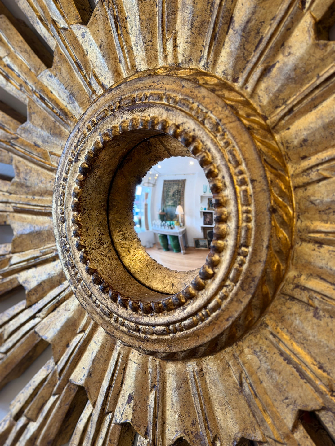 Contemporary Giltwood Sunburst Convex Mirror