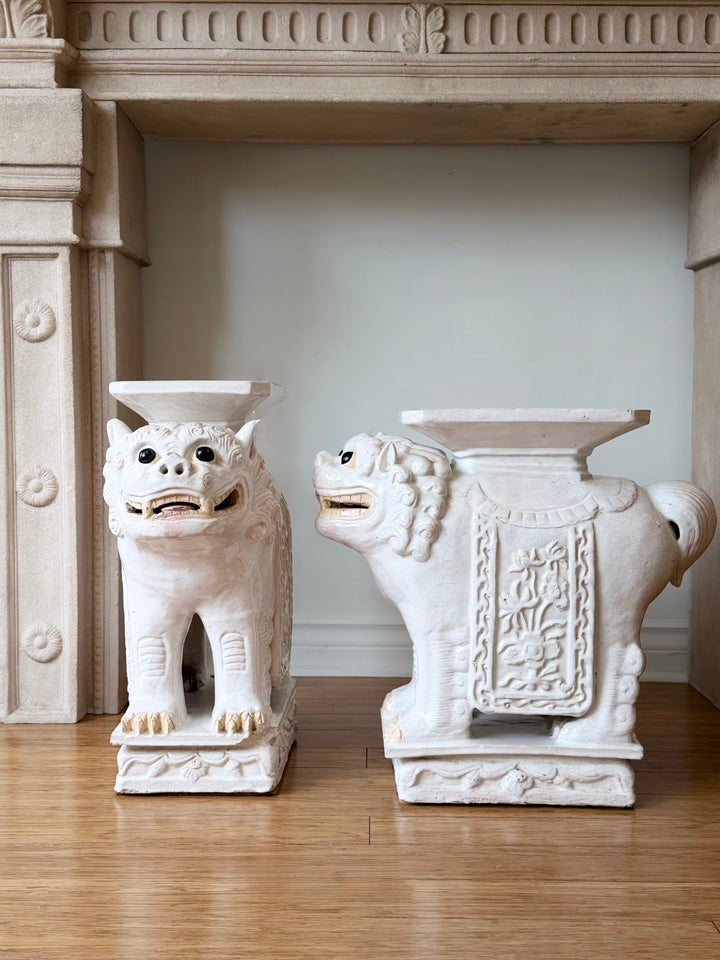 Porcelain Foo Dog Garden Stools - 20th Century