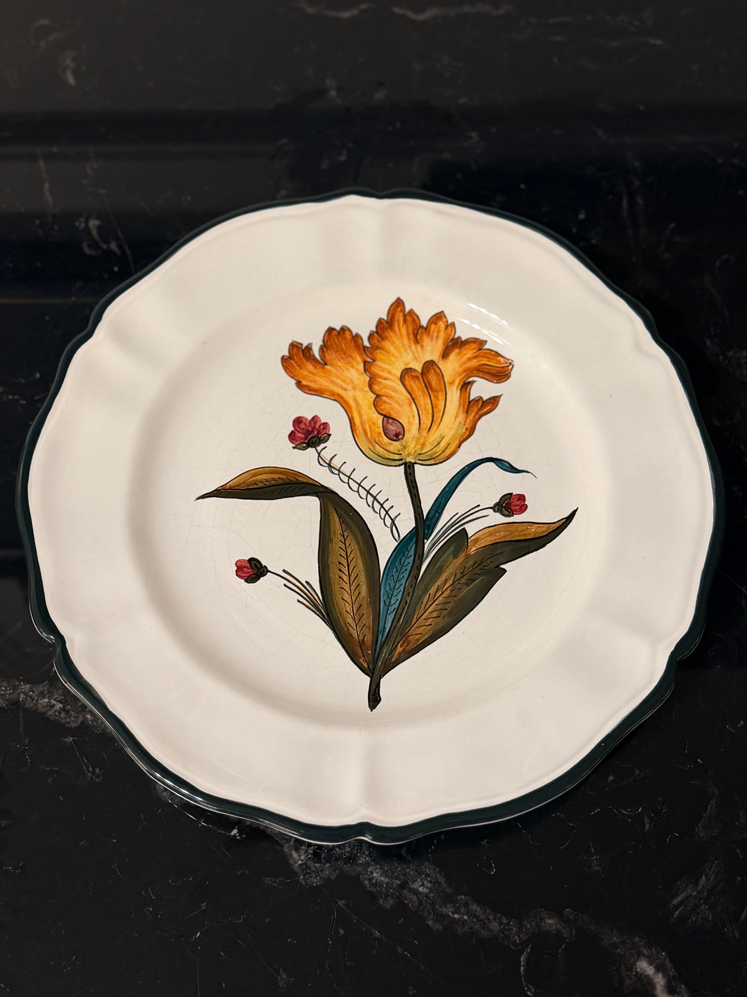 Italian Hand-Painted Botanical Plates - Set of 4 - 20th Century
