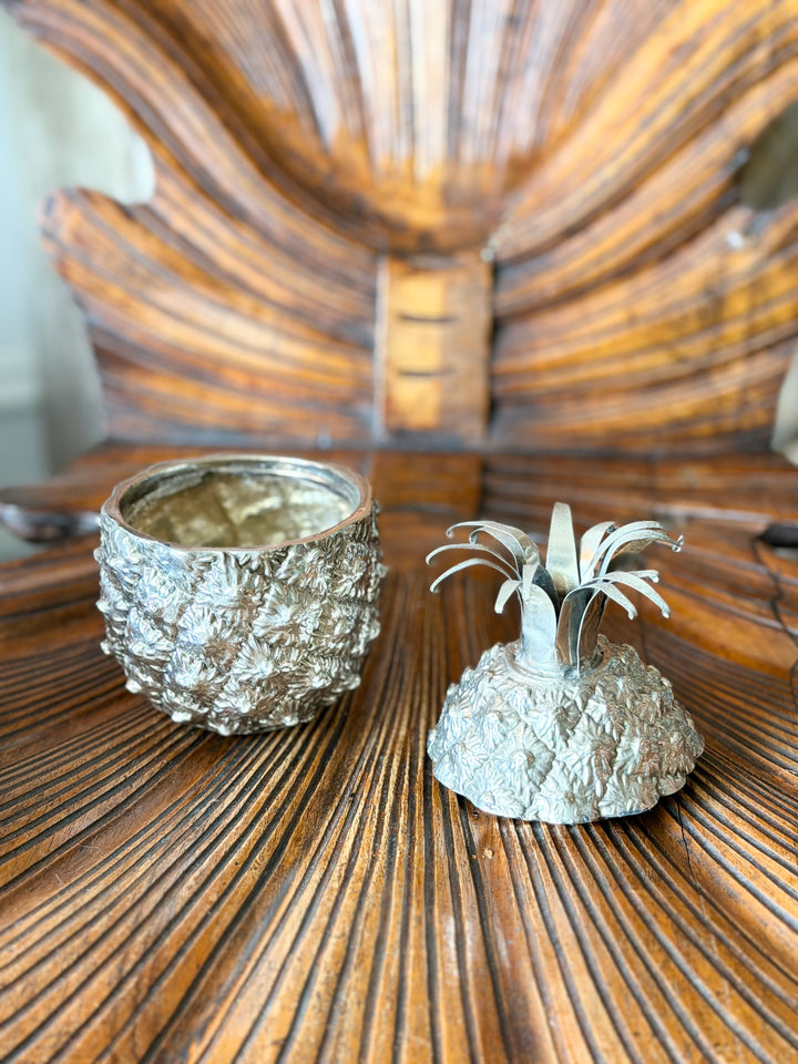 Italian Silver Pineapple Form Lidded Catchall - 1950s
