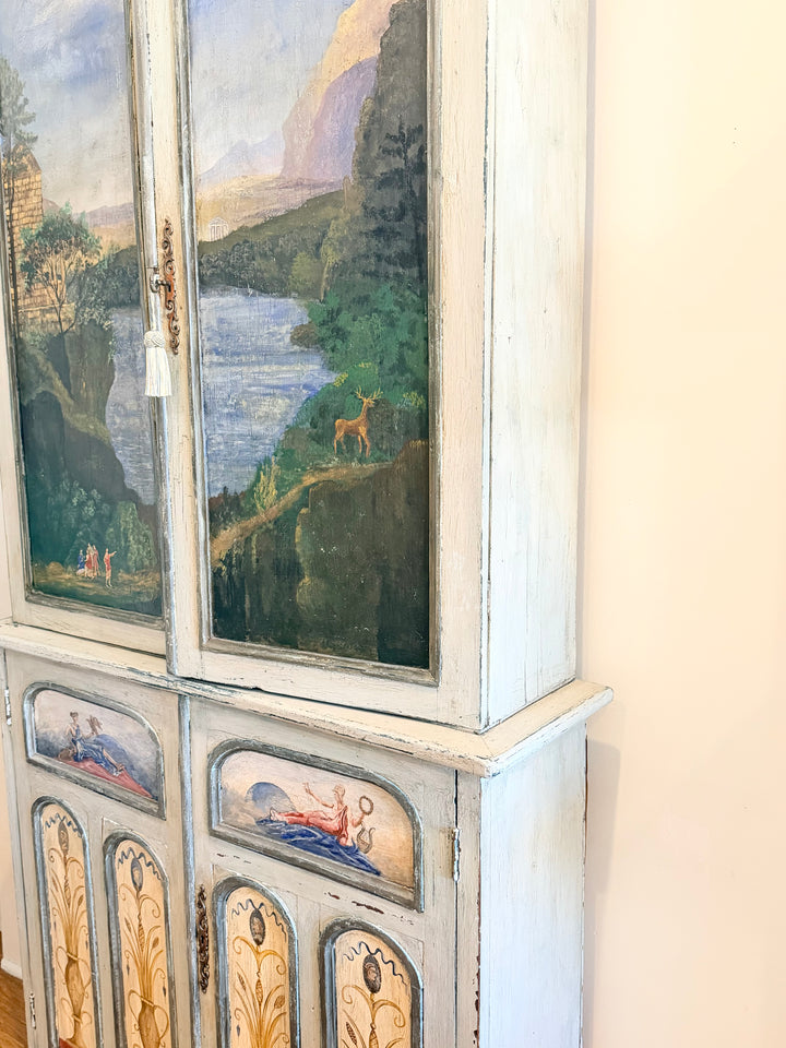 Early 20th Century Italian Hand-Painted Landscape Cabinet