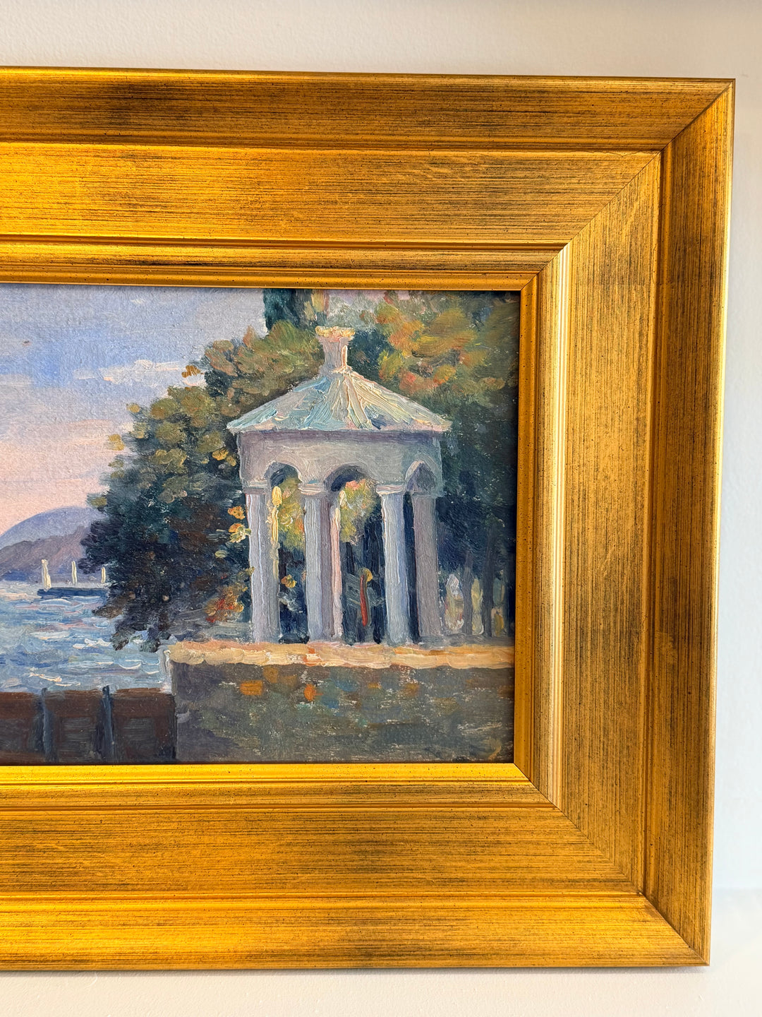 20th Century French Coastal Landscape with Neoclassical Pavilion