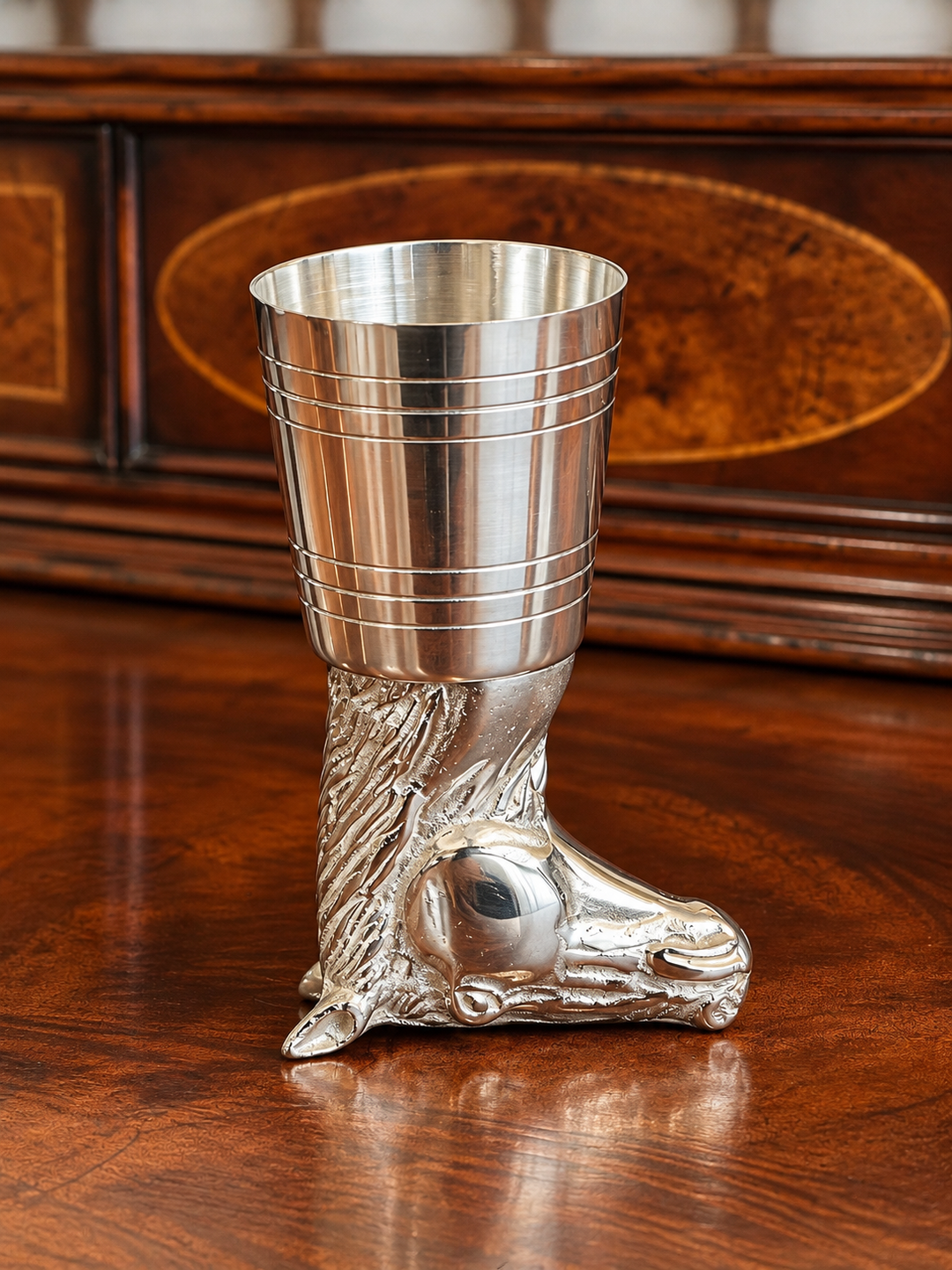 English Silver Horse Head Stirrup Cup &amp; Cocktail Jigger