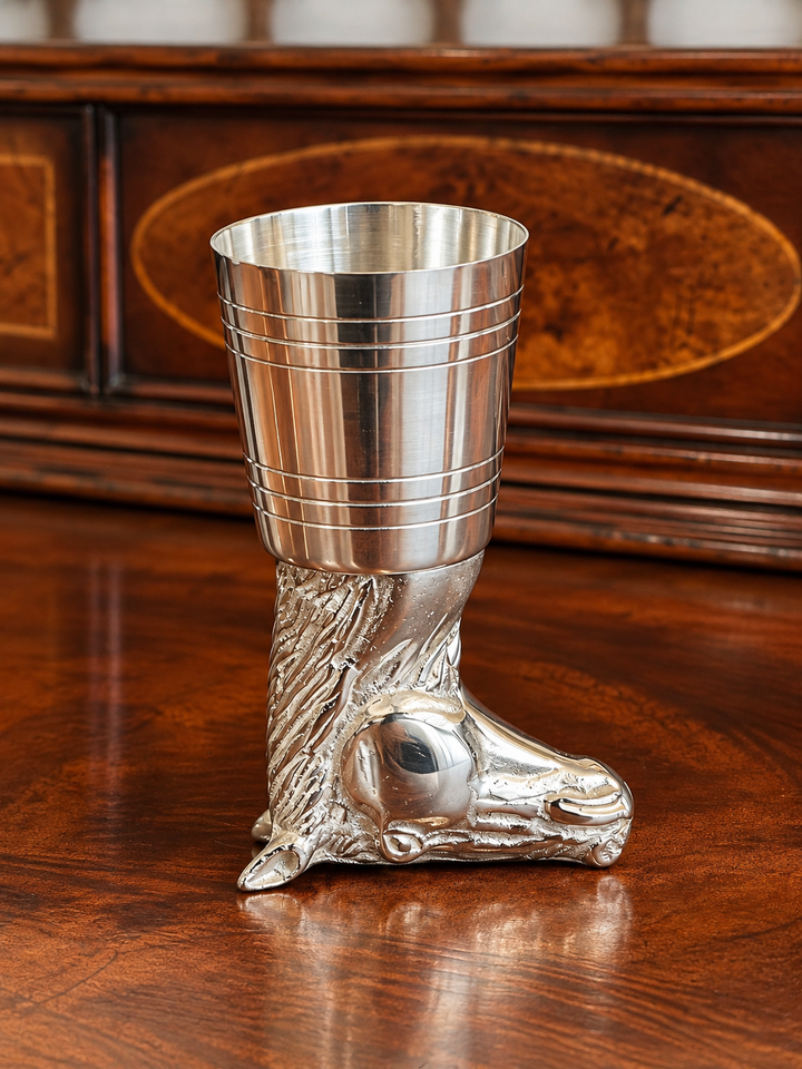 English Silver Horse Head Stirrup Cup &amp; Cocktail Jigger