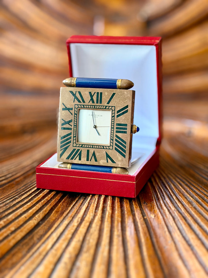 Cartier Paris Lapis Dial Folding Desk Clock, France
