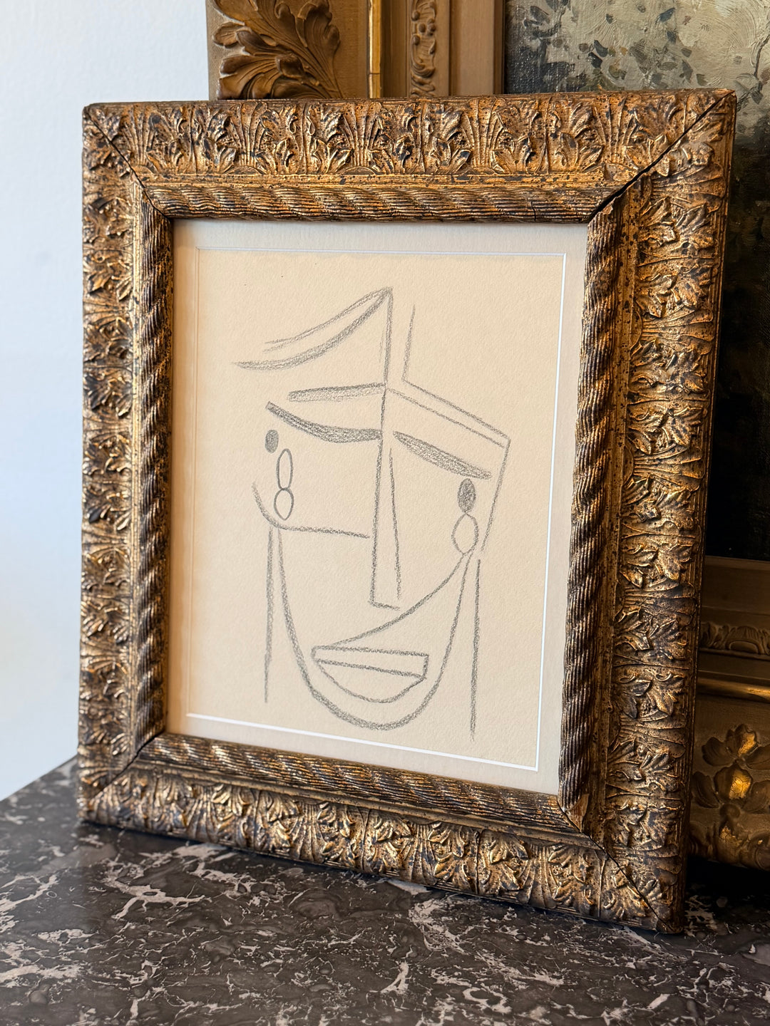 20th Century Cubist Portrait Drawing