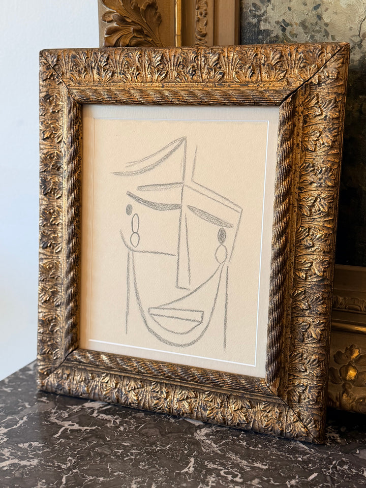20th Century Cubist Portrait Drawing