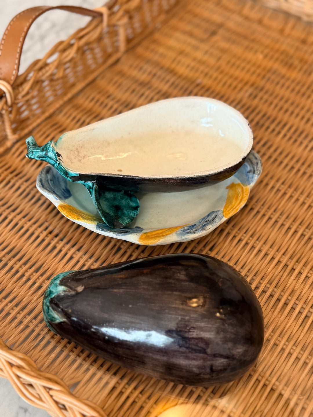 Italian Majolica Eggplant Form Tureen