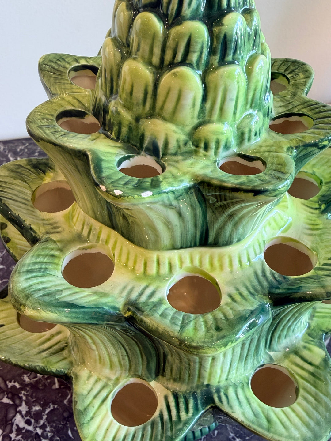 Large Green Glazed Artichoke Tulipière - Imperfect