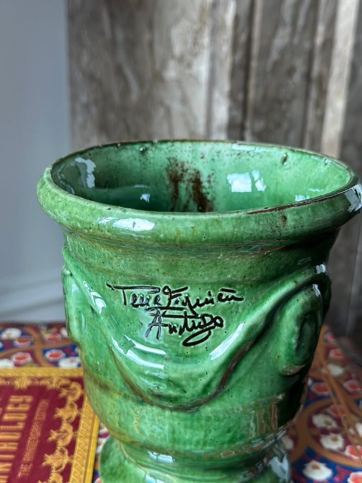 Vintage French Anduze Green Pot