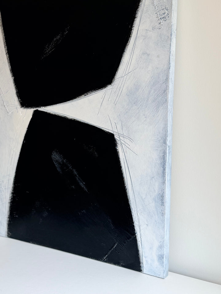 Large Contemporary Black &amp; White Abstract Oil