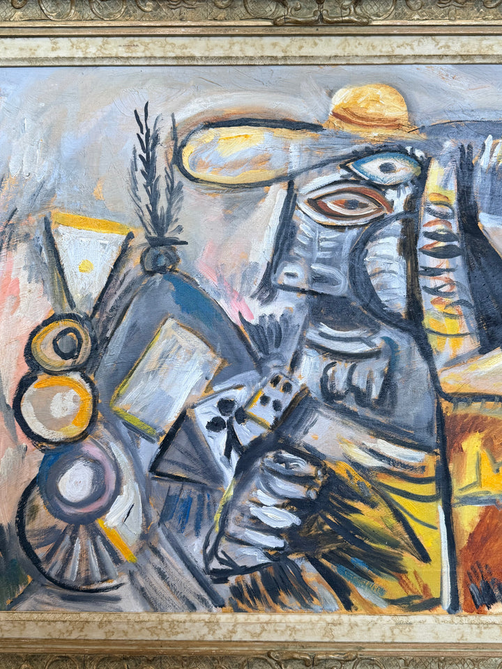 French Cubist Figurative Oil Painting - 1950