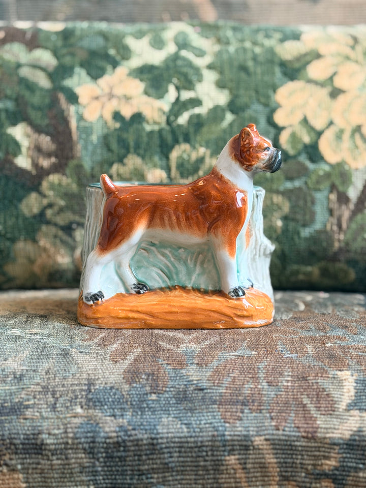 19th Century English Staffordshire Boxer Dog Jardinière