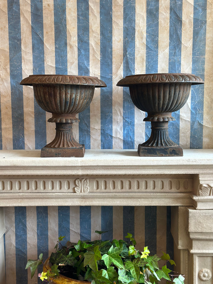 Neoclassical Cast Iron Urns - Pair