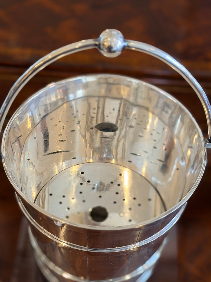 19th Century English Silverplate Ice Bucket with Swing Handle