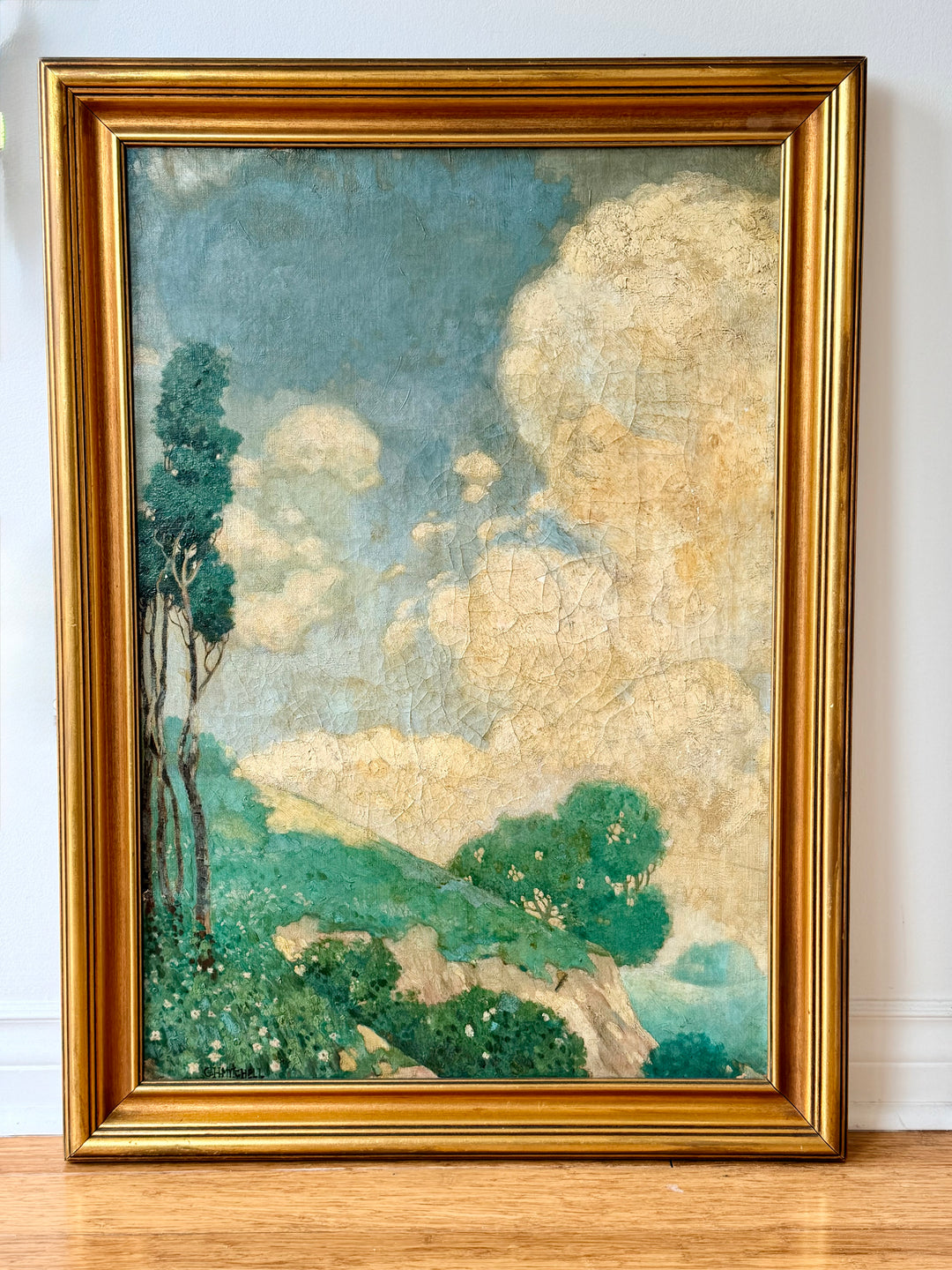 Late 19th Century French Mediterranean Coastal Landscape with Cypress Trees
