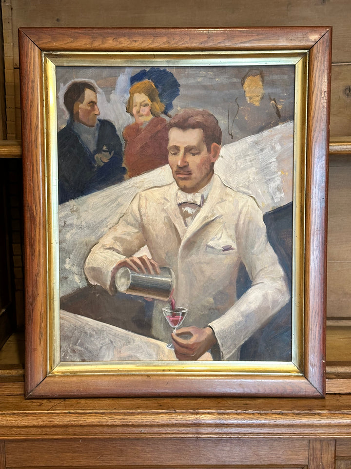 1940’s Impressionist Painting “The Bartender”