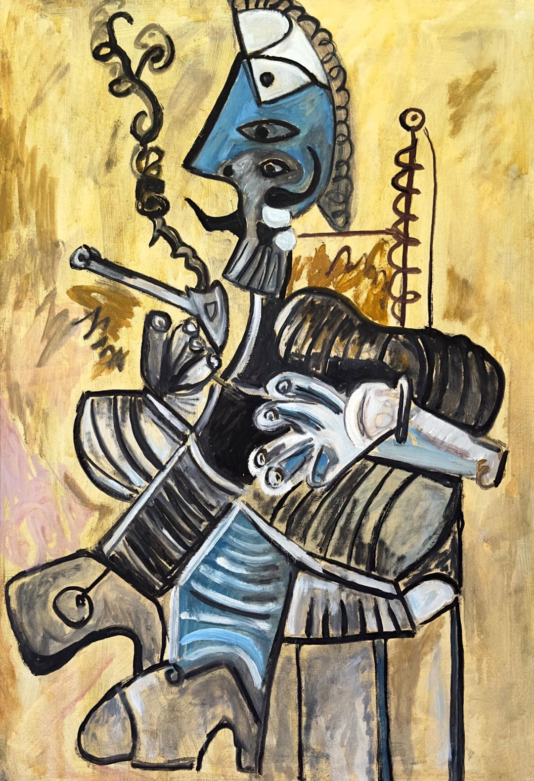 Large French Cubist Figure Oil Painting - 1952