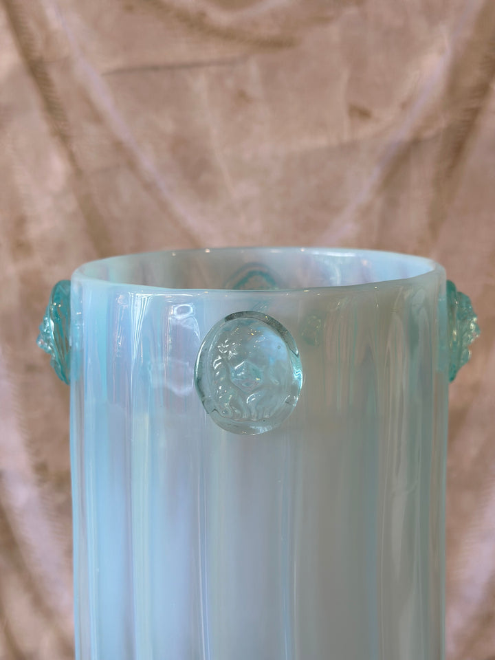 Italian Crystal Lion Head Vase