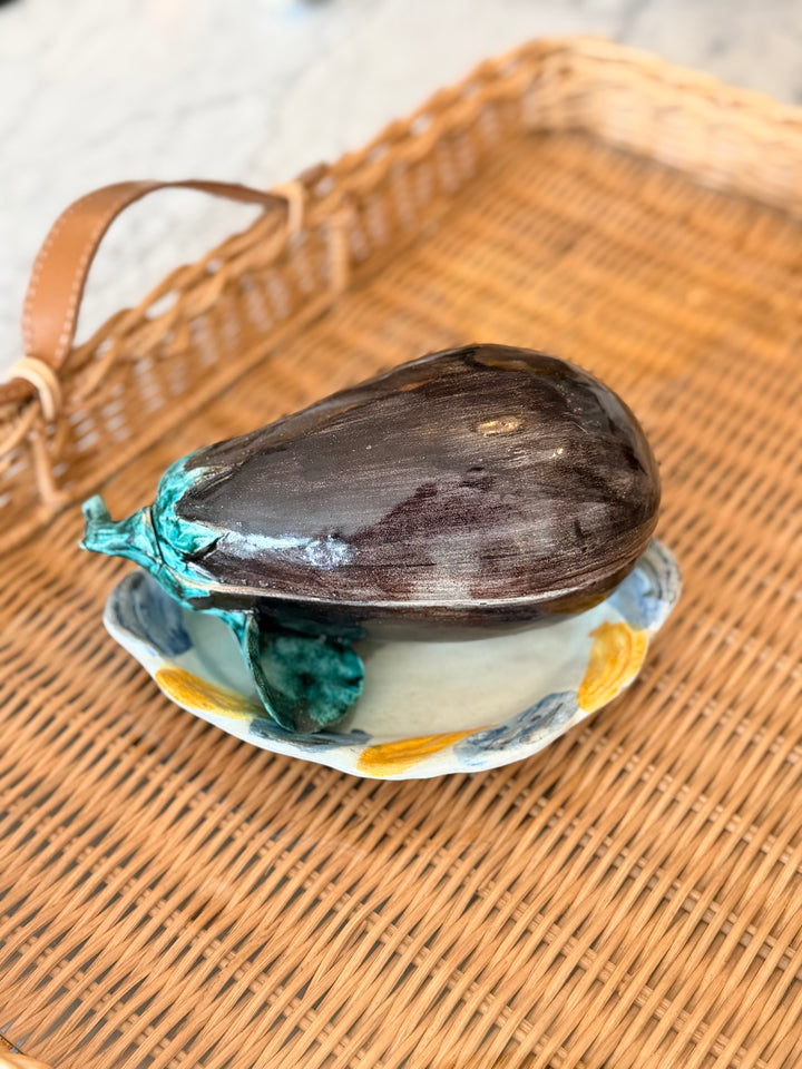 Italian Majolica Eggplant Form Tureen