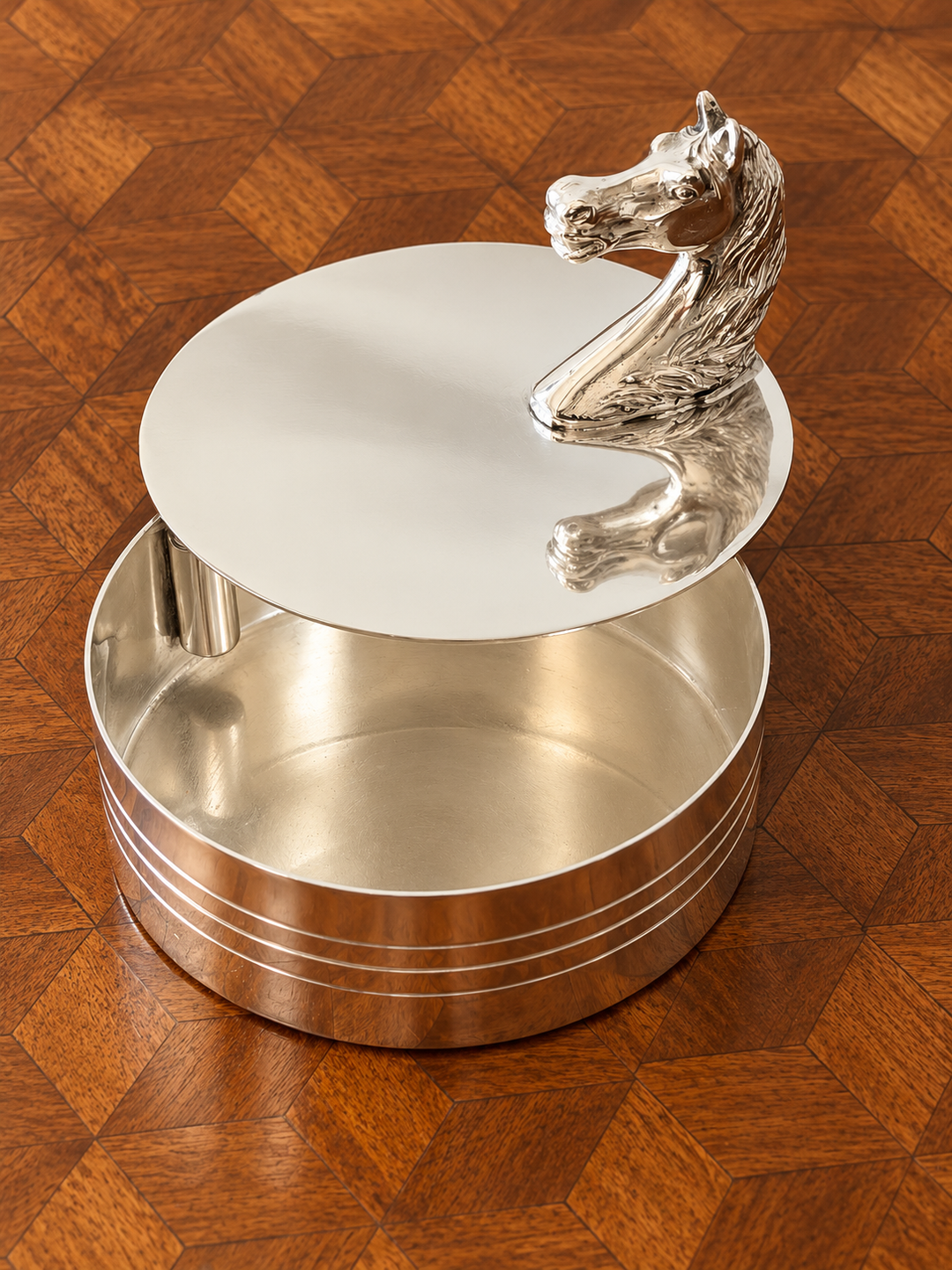 Hermès Paris Silver Horse Head Box - 1970s