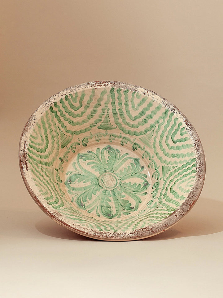 Granada Hand-Painted Andalusian Green Glazed Ceramic Basin - Sun