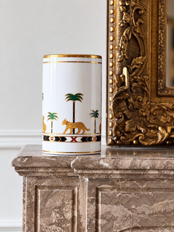 Christian Dior Casablanca Leopard &amp; Palm Porcelain Vase