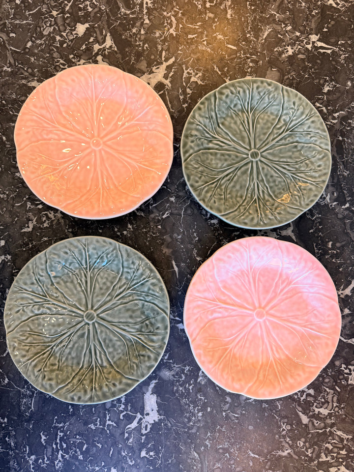 Pink &amp; Green Cabbage Luncheon Plates, Set of 4 — Portugal