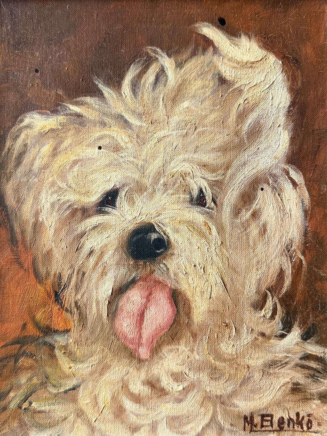 Late 19th Century Dog Portrait Painting - English School