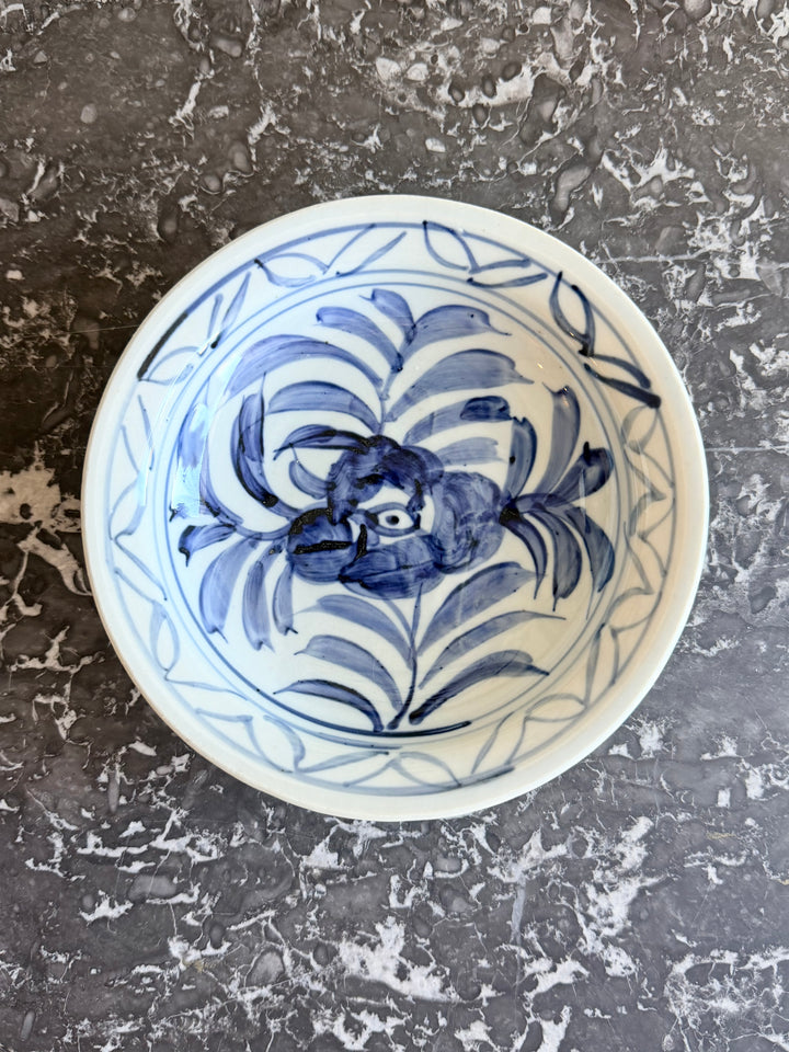 Hand-Painted Blue &amp; White Porcelain Catchall