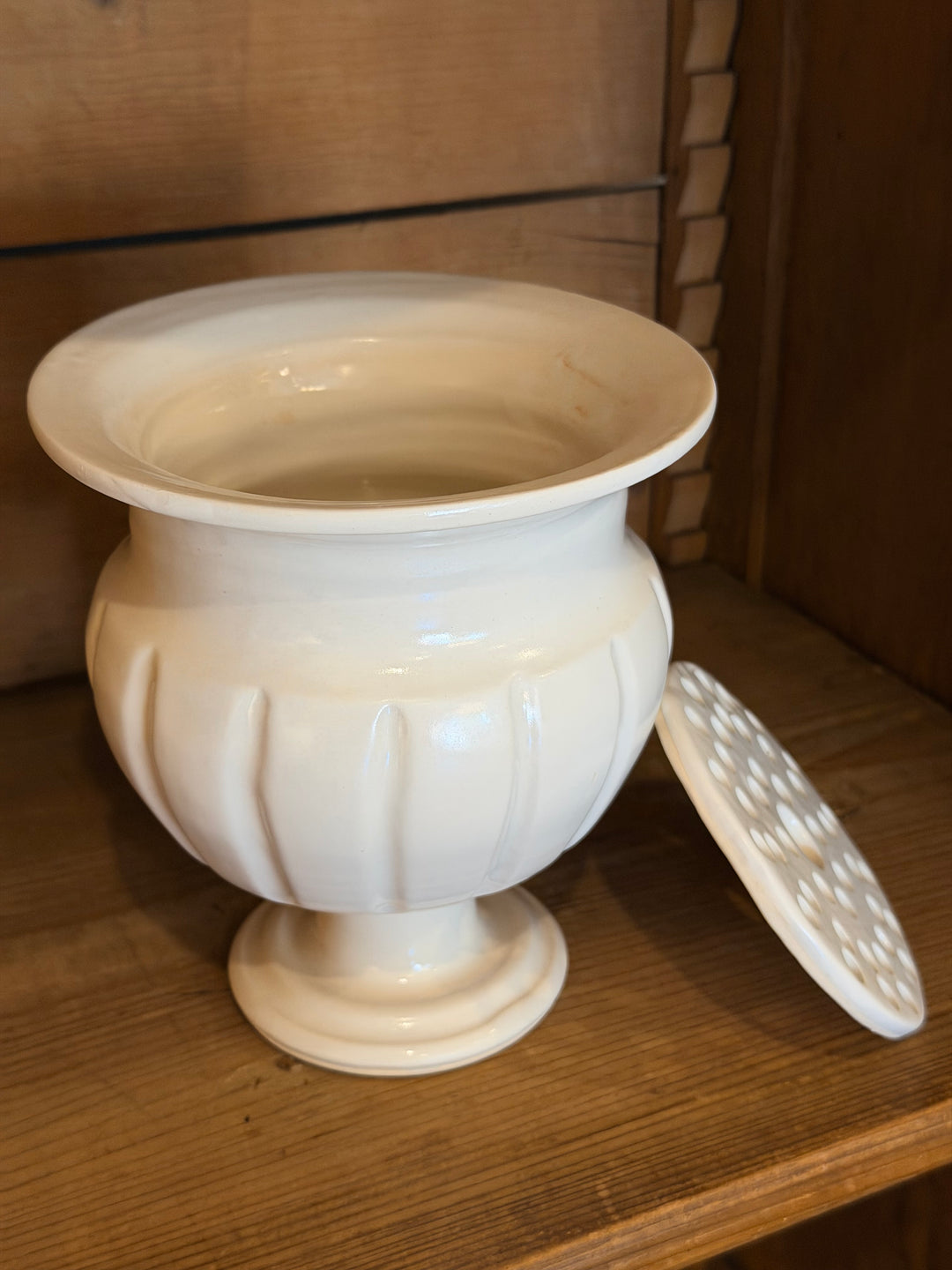 Fluted Floral Pot