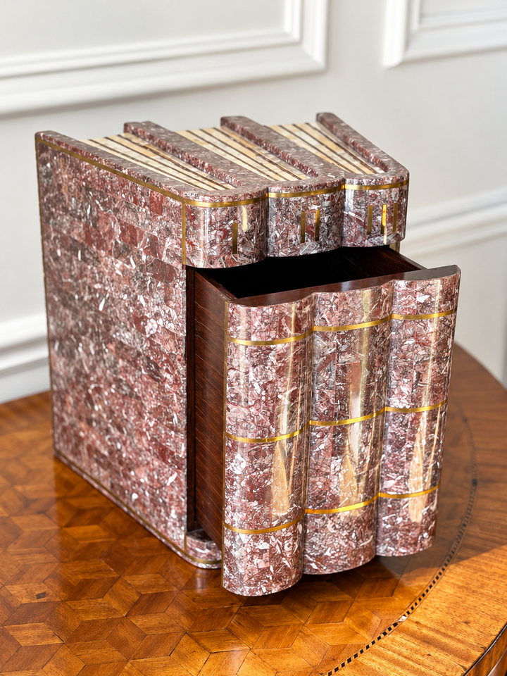Tessellated Stone Faux Book Box with Hidden Drawer
