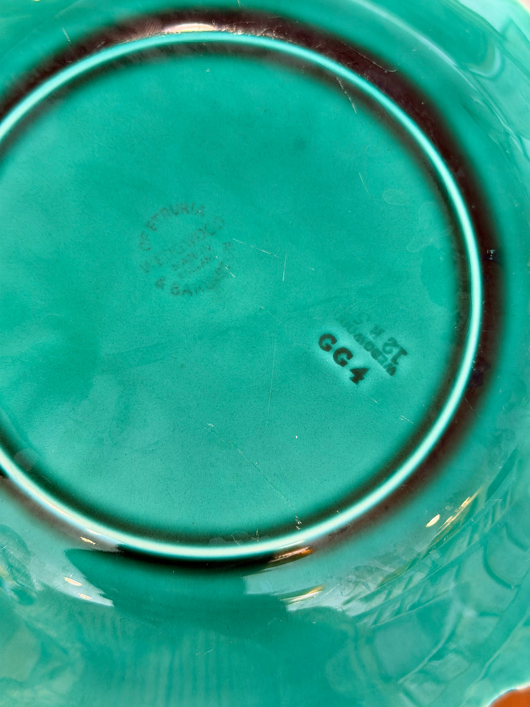 Set of 20 Antique Wedgwood Majolica Green Leaf Plates - England