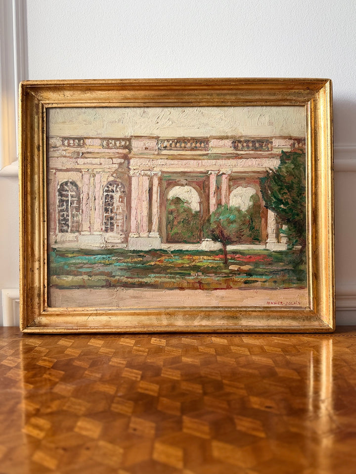 French Impressionist Garden Scene, Trianon at Versailles — Oil on Board