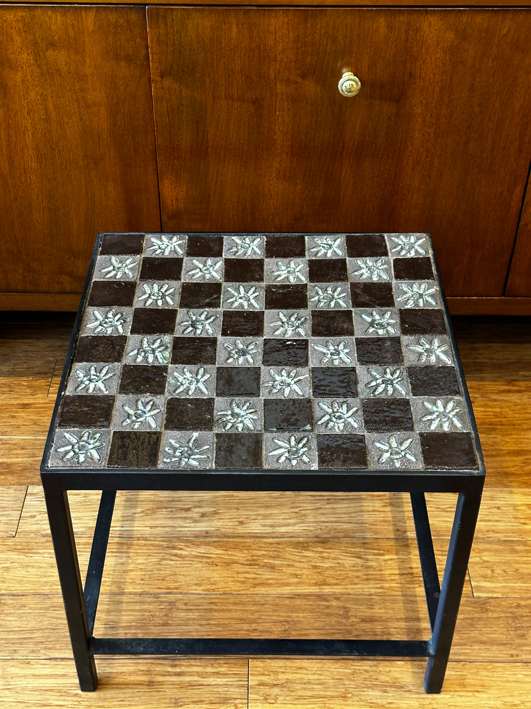 Mid Century Ceramic Checkered Table