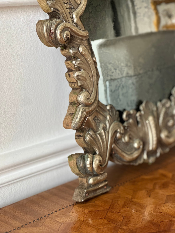 Early 20th Century English Silvered Rococo Wall Mirror