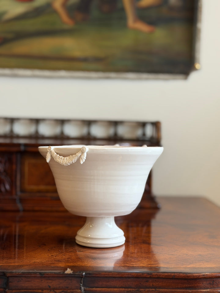 Laurel-Garland Porcelain Footed Vase