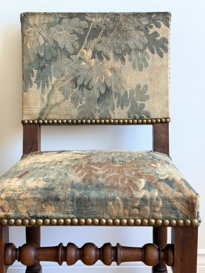 19th Century French Verdure Tapestry Side Chairs - Pair