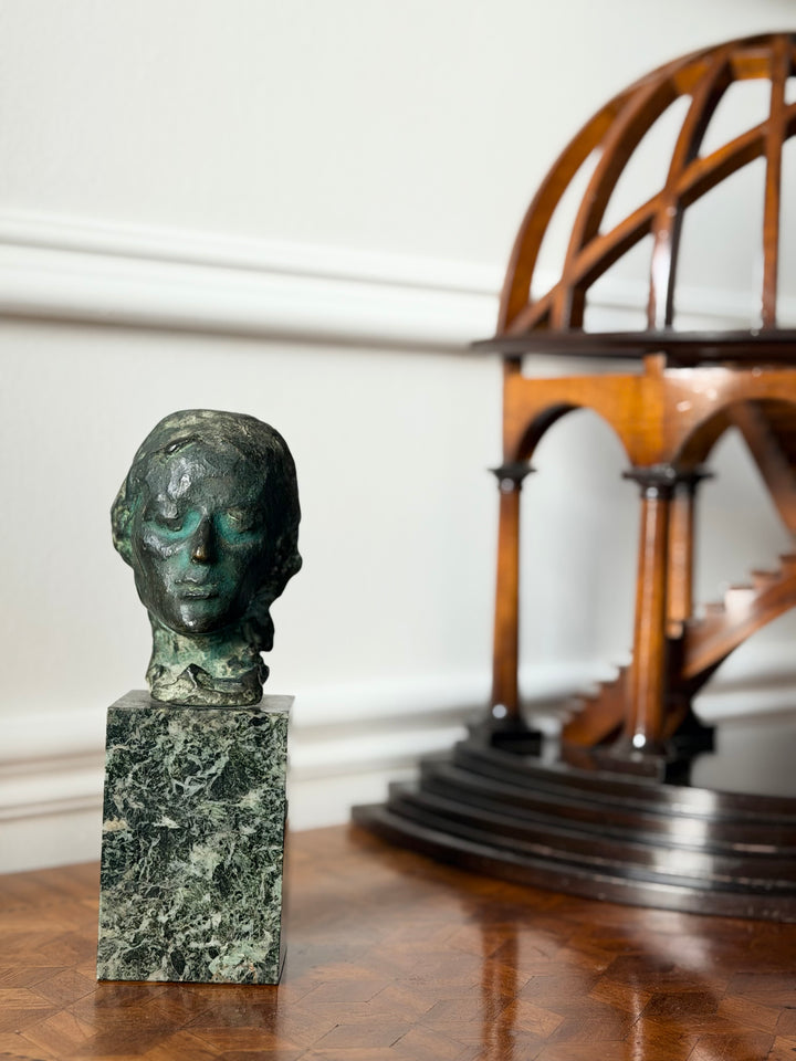 French Modernist Bronze Head on Granite Plinth, Mid-20th Century