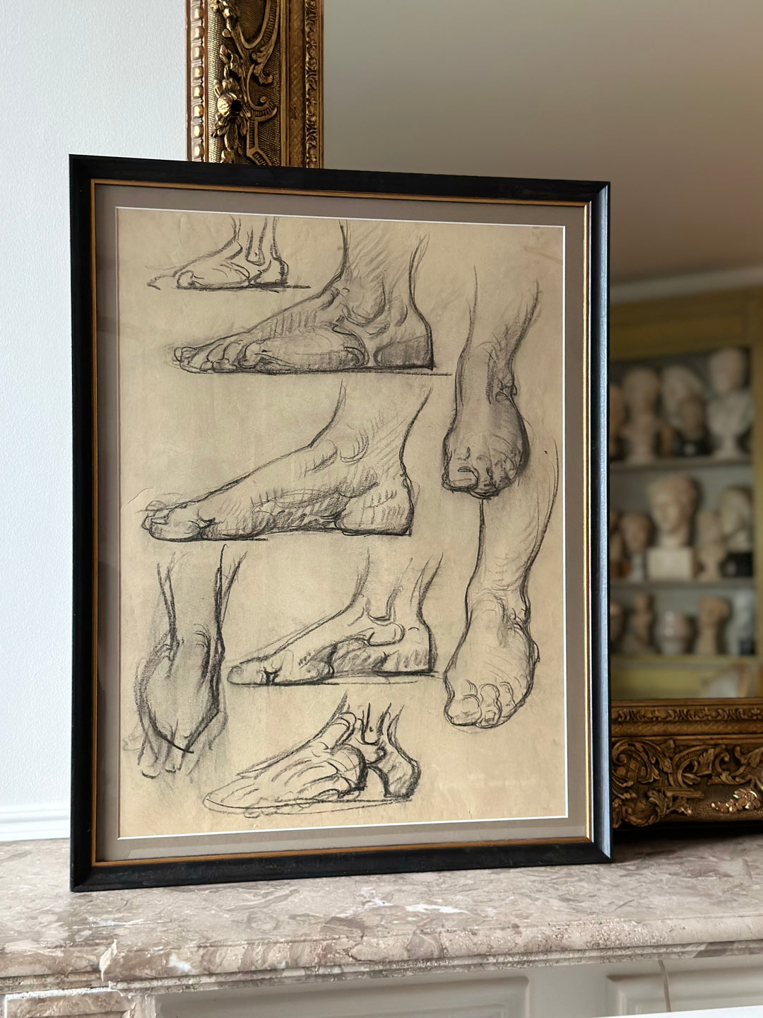 19th Century Charcoal Foot Study