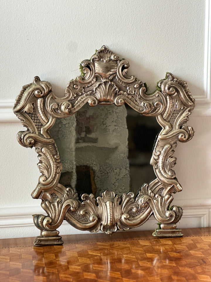 Early 20th Century English Silvered Rococo Wall Mirror