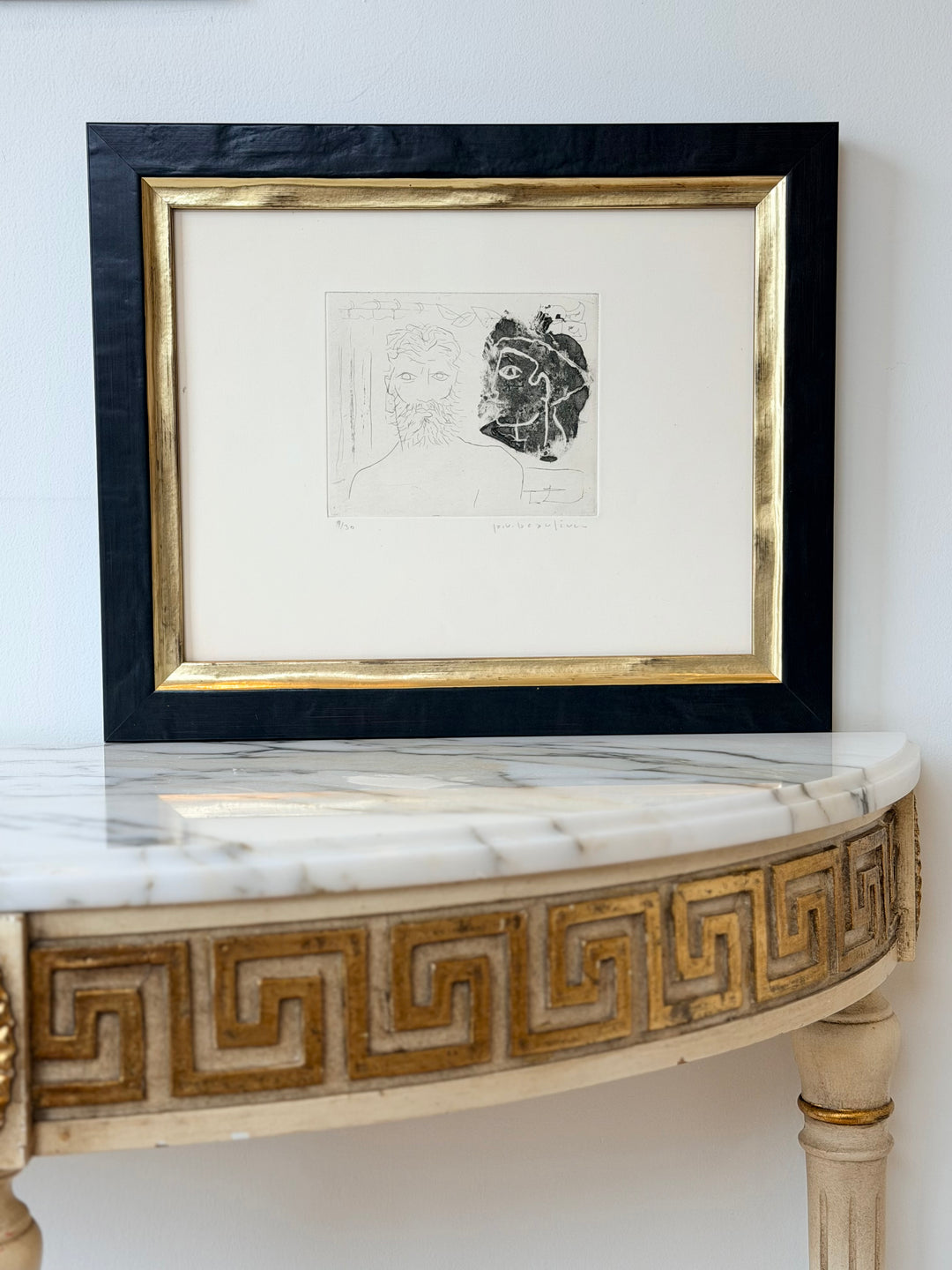 Signed Paul-Vanier Beaulieu antiquity etching, edition 9 of 30, featuring detailed antique scene artwork.
